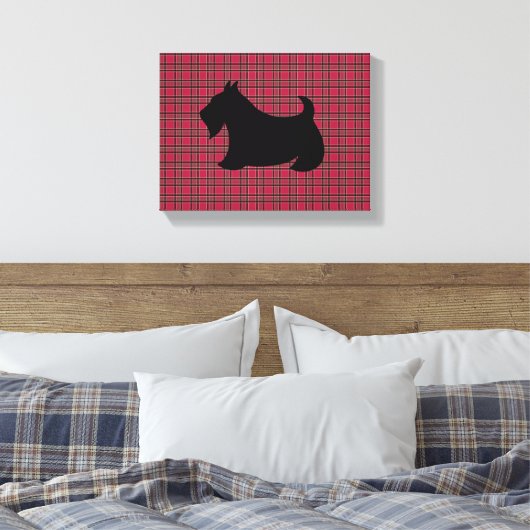 Scottish Terrier Play Wall Art Canvas Afdruk (Insitu (Slaapkamer))