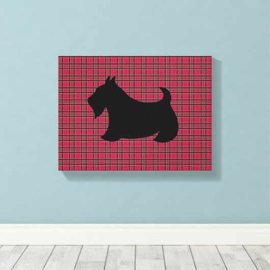 Scottish Terrier Play Wall Art Canvas Afdruk (Insitu (Houten vloer))
