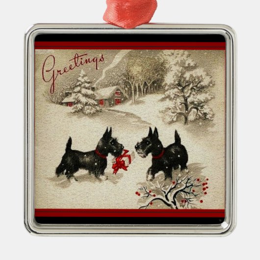 Scottish Terrier  Print kerstversiering Metalen Ornament (Voorkant)
