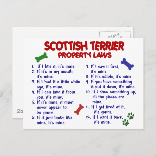 SCOTTISH TERRIER Property Laws 2 Briefkaart (Voorkant / Achterkant)