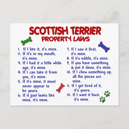 SCOTTISH TERRIER Property Laws 2 Briefkaart (Voorkant)