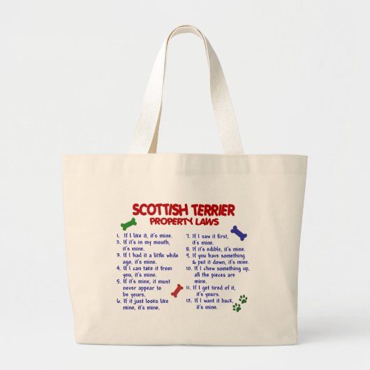 SCOTTISH TERRIER Property Laws 2 Grote Tote Bag (Voorkant)