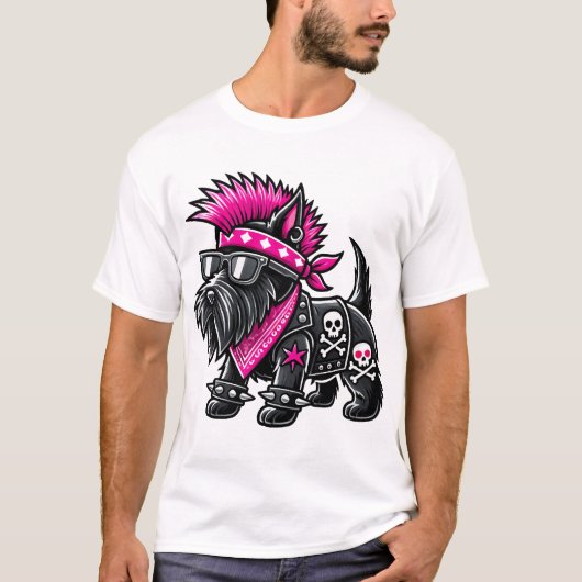 Scottish Terrier Punk Music T-shirt (Voorkant)