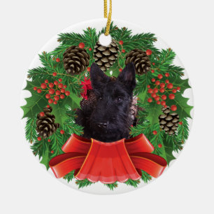 Scottish Terrier Puppy kerstfeestdag Wreatay Keramisch Ornament