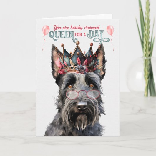 Scottish Terrier Queen voor een Dag Funny Birthday Kaart (Voorkant)