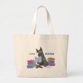 Scottish Terrier Reading Books Grote Tote Bag (Voorkant)