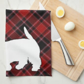 Scottish Terrier Red Black en White Tartan Theedoek (Quarter Fold)