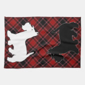 Scottish Terrier Red Black en White Tartan Theedoek (Horizontaal)