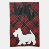 Scottish Terrier Red Black en White Tartan Theedoek (Verticaal)