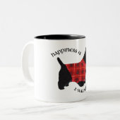 Scottish Terrier Red & Black Plays Sweater Tweekleurige Koffiemok (Voorkant links)