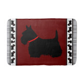 Scottish Terrier/red collar/grijs plaid, rood Badmat (Voorkant)