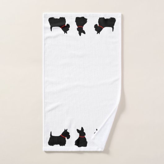 Scottish Terrier/red collar/white - kies eigen kle Bad Handdoek (Handdoek)