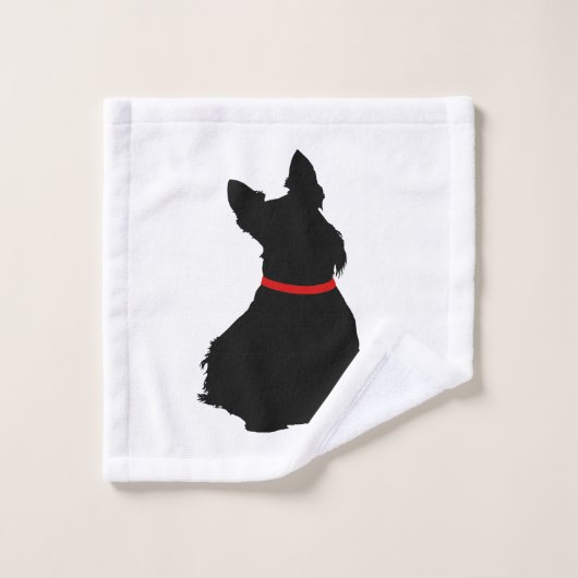 Scottish Terrier/red collar/white - kies eigen kle Bad Handdoek (Wasdoekje)