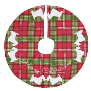 Scottish Terrier Red & Green Tartan Pset Imitatie Linnen Kerstboom Rok