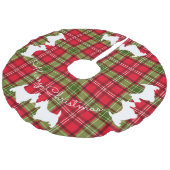 Scottish Terrier Red & Green Tartan Pset Imitatie Linnen Kerstboom Rok (Gekanteld)