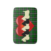 Scottish Terrier/red hart/Island green plaid Badmat (Voorkant Verticaal)