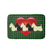 Scottish Terrier/red hart/Island green plaid Badmat (Voorkant)