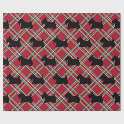 Scottish Terrier Red Plaid Wrapping Paper Cadeaupapier (Vlak)