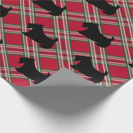 Scottish Terrier Red Plaid Wrapping Paper Cadeaupapier (Hoek)