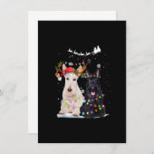 Scottish Terrier Reindeer Santa Hat Xmas Lights Ch Kaart (Voorkant / Achterkant)