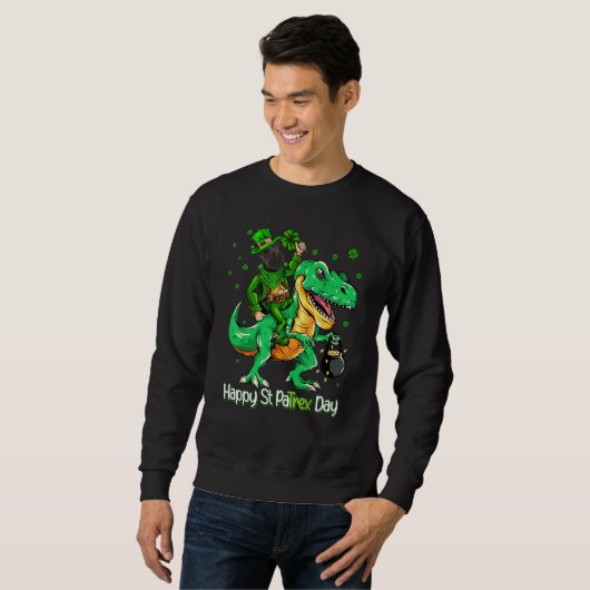 Scottish Terrier Riding Dinosaur Patricks Day Sham Trui (Voorkant volledig)