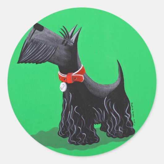 Scottish Terrier Ronde Sticker (Voorkant)