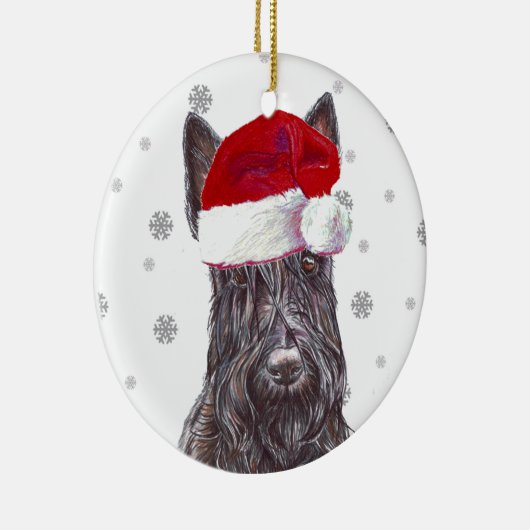 Scottish Terrier - Santa Hat Kerstmis Bauble Keramisch Ornament (Rechts)