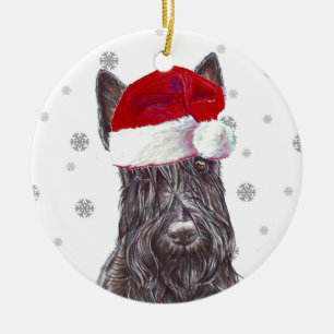 Scottish Terrier - Santa Hat Kerstmis Bauble Keramisch Ornament