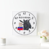 Scottish Terrier School Clock Vierkante Klok (Huis)