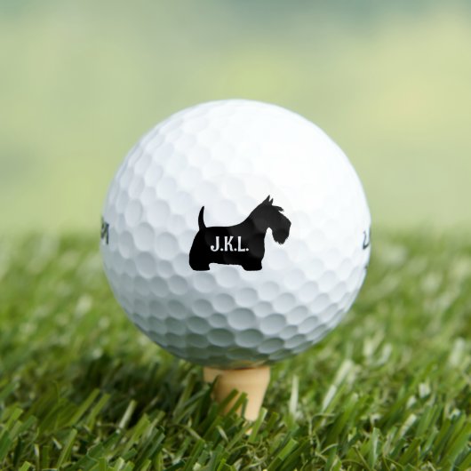 Scottish Terrier Scottie Dog Custom Initialen Golfballen (Insitu Shirt)