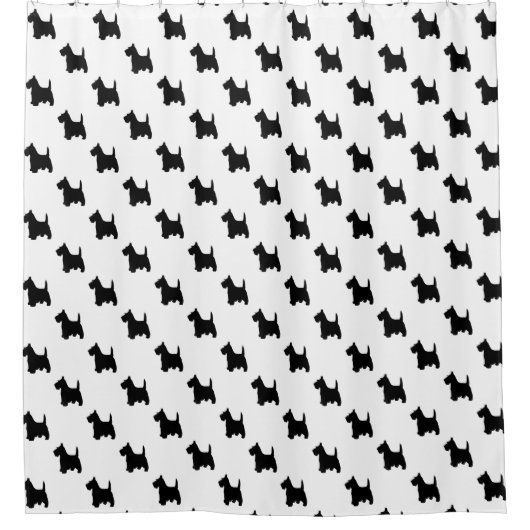 Scottish Terrier Scottie Dog in Black and White Douchegordijn (Voorkant)