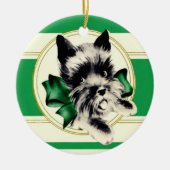 Scottish Terrier Scottie Dog met groene boog Keramisch Ornament (Voorkant)