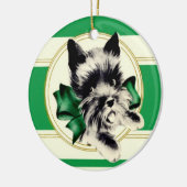 Scottish Terrier Scottie Dog met groene boog Keramisch Ornament (Links)