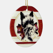 Scottish Terrier Scottie Dog met rode boog Keramisch Ornament (Rechts)