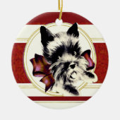 Scottish Terrier Scottie Dog met rode boog Keramisch Ornament (Voorkant)