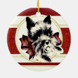 Scottish Terrier Scottie Dog met rode boog Keramisch Ornament