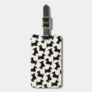 Scottish Terrier Scottie Dog Pattern Black Bagagelabel