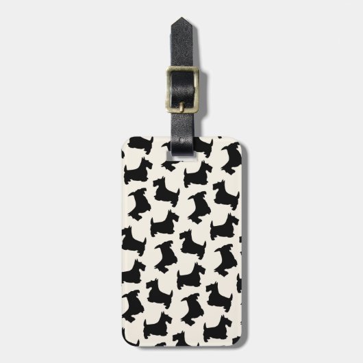 Scottish Terrier Scottie Dog Pattern Black Bagagelabel (Voorkant verticaal)