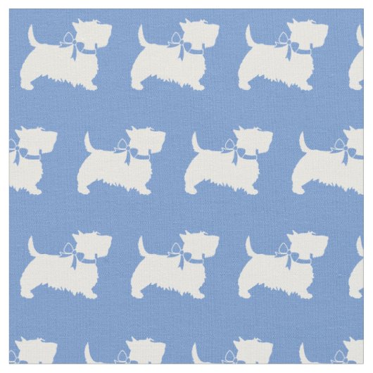 Scottish Terrier Scottie Dog Scotty Light Blue Stof (Close Up)