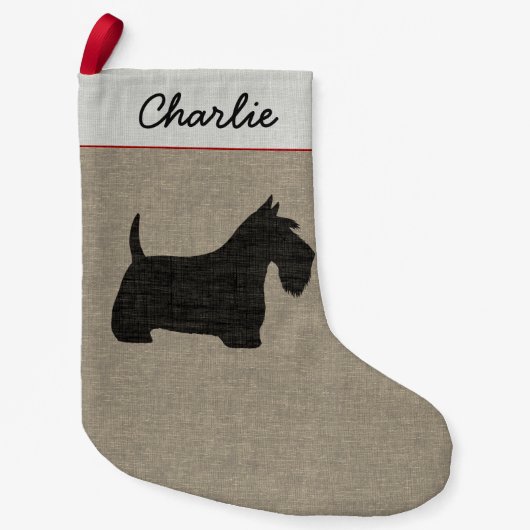 Scottish Terrier Scottie Dog Silhouette Custom Kleine Kerstsok (Voorkant)