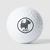 Scottish Terrier Scottie Dog Silhouette Y&B Grid Golfballen (Voorkant)