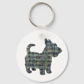 Scottish Terrier Scottie Dog Silhouette Y&B Grid Sleutelhanger (Achterkant)