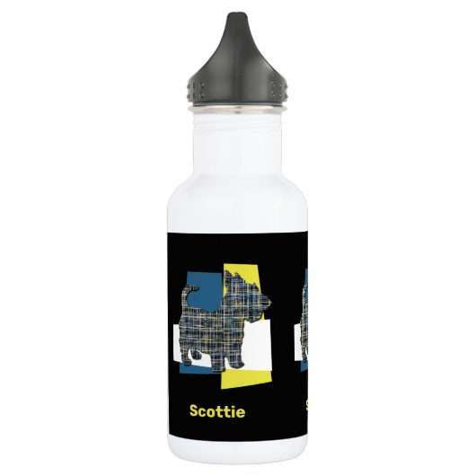 Scottish Terrier Scottie Dog Silhouette Y&B Grid Waterfles (Links)