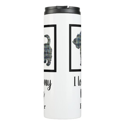 Scottish Terrier/Scottie Dog Y&B Grid Silhouette Thermosbeker (Achterkant)