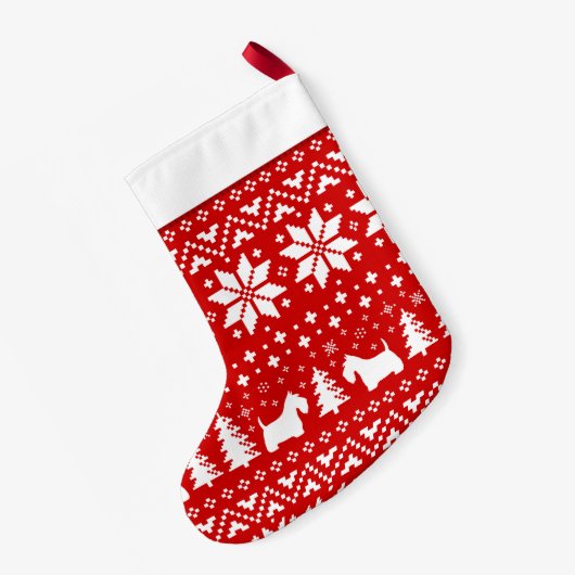 Scottish Terrier Scottie Dogs Silhouettes Pattern Kleine Kerstsok (Achterkant (Hangend))