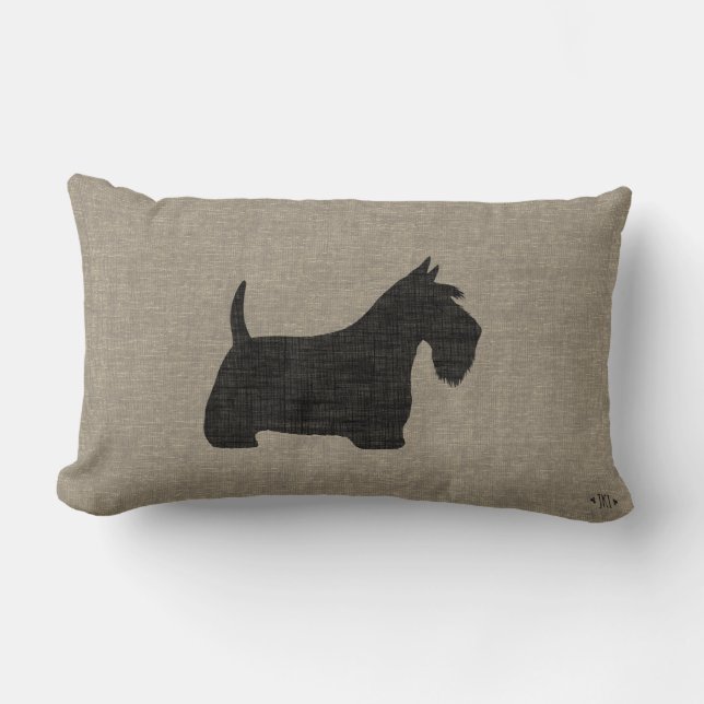 Scottish Terrier Scottie Silhouette Faux Linen Kussen (Voorkant)