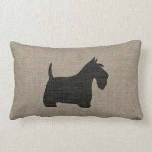 Scottish Terrier Scottie Silhouette Faux Linen Kussen