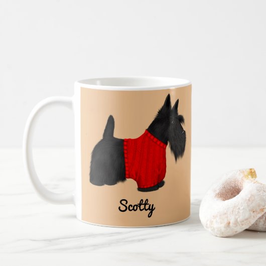 Scottish Terrier (Scotty Dog) in Red Sweater Koffiemok (Met donut)