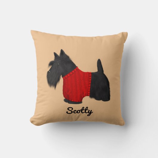 Scottish Terrier (Scotty Dog) in Red Sweater Kussen (Voorkant)