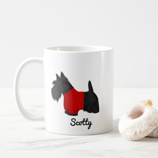 Scottish Terrier (Scotty Dog) in Sweater on White Koffiemok (Met donut)